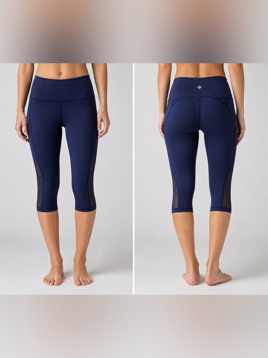 lululemon athletica Pants - Lululemon Navy Blue Crop Leggings High Rise Capri Yoga Athletic Pants